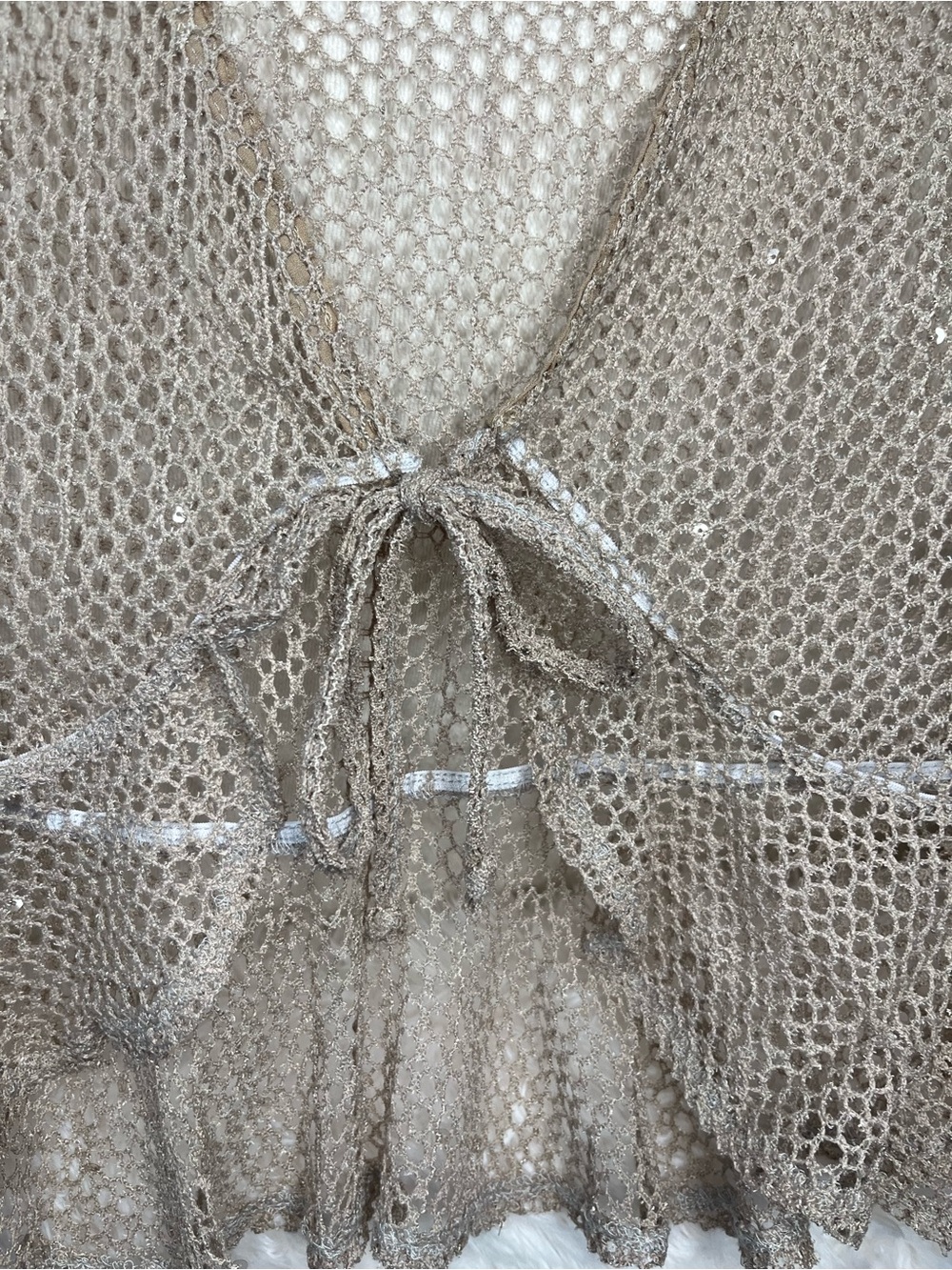 No Frills Los Angeles Boho Crochet Tie-Front Cardigan - Size XL - Picture 4 of 5
